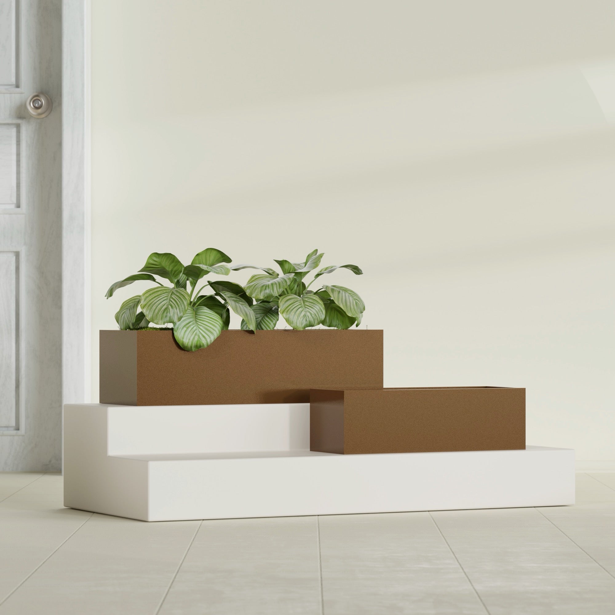 Reade Small Tabletop Rectangle Fiberglass Planter - 18 in x 6.5 in x 5 in - Metallic Bronze - Metallic Bronze,18.5 in x 6.5 in x 5 in