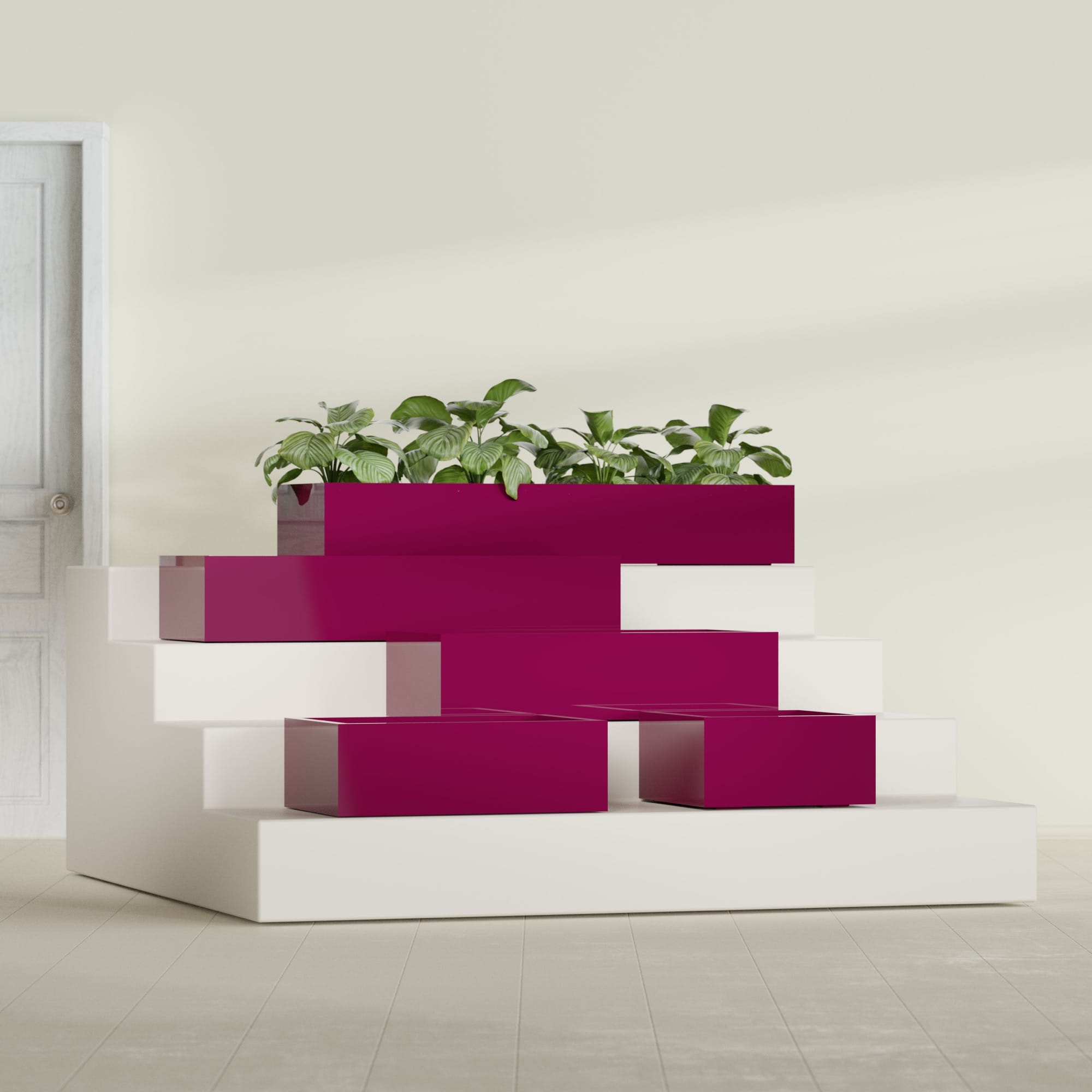 Antwerp Medium Low Rectangle Fiberglass Planter - 24 in x 24 in x 12 in - Gloss Eggplant - Gloss Eggplant,24 in x 24 in x 12 in