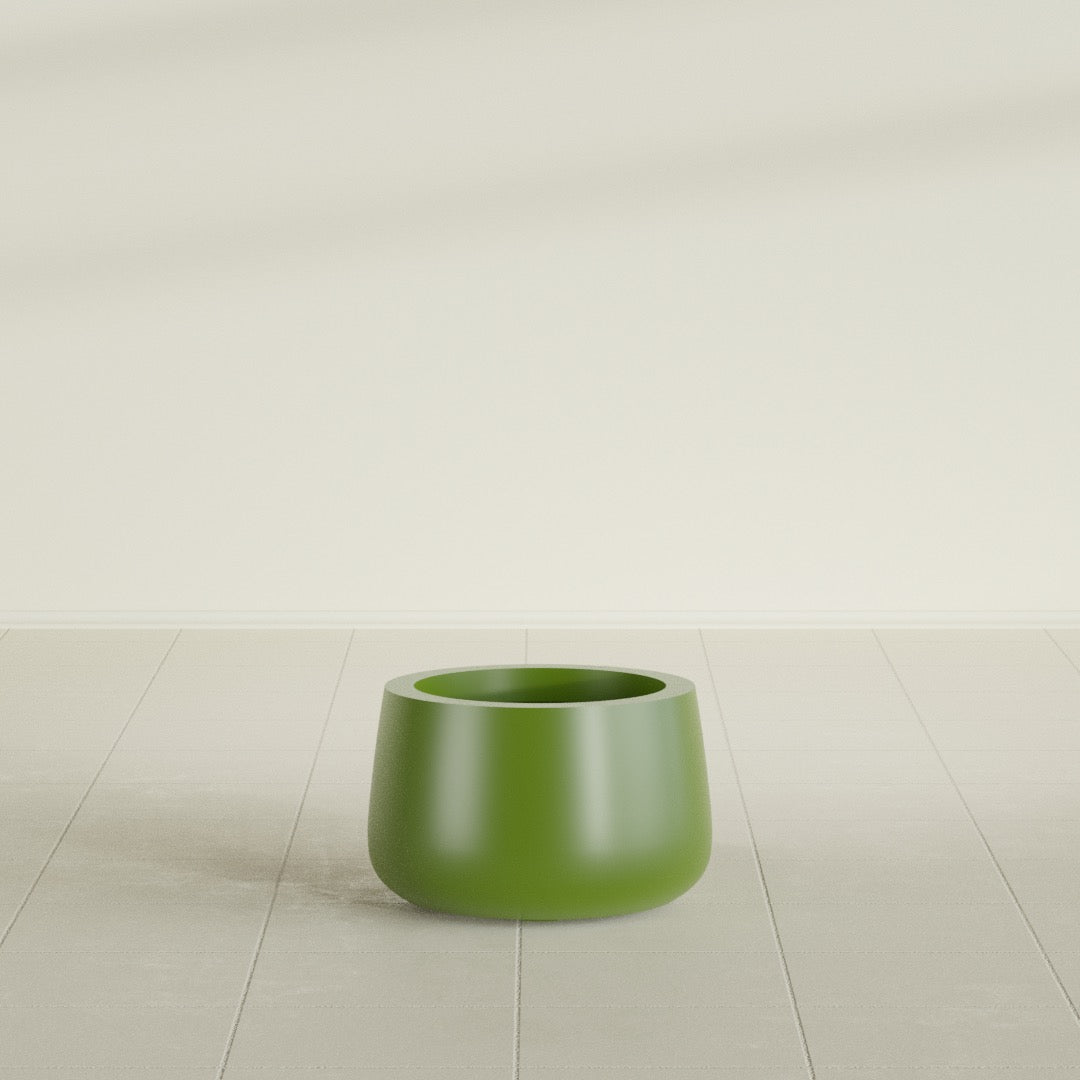 Short Hayden Small Round Fiberglass Planter - 12 in x 12 in x 7 in - Satin Green - Satin Green,12 in x 12 in x 7 in