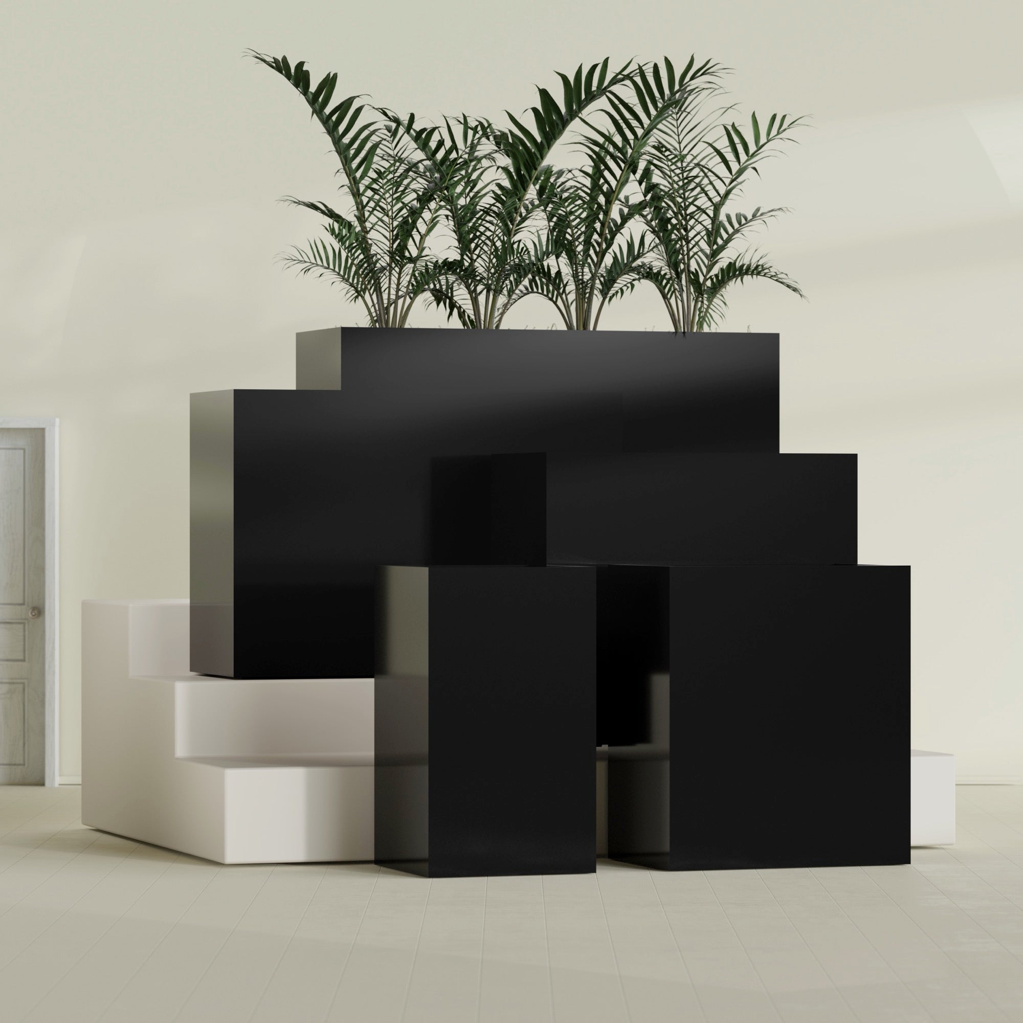 Darwin Extra Large Long Rectangle Fiberglass Planter - 72 in x 24 in x 42 in - Gloss Black - Gloss Black,72 in x 24 in x 42 in