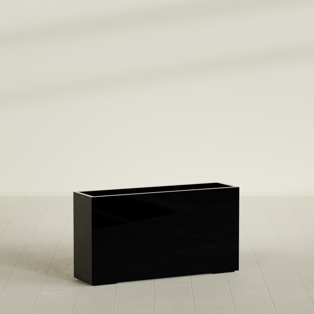 Potsdam Extra Large Long Rectangle Fiberglass Planter - 60 in x 16 in x 32 in - Gloss Black - Gloss Black,60 in x 16 in x 32 in