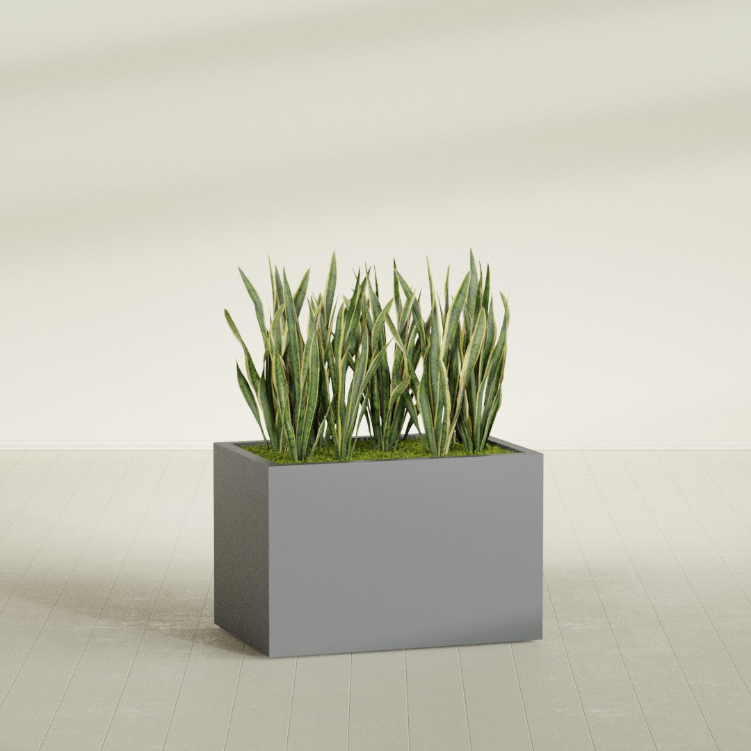 Granada Large Rectangle Fiberglass Planter - 36 in x 24 in x 24 in - Metallic Gunmetal - Metallic Gunmetal,36 in x 24 in x 24 in