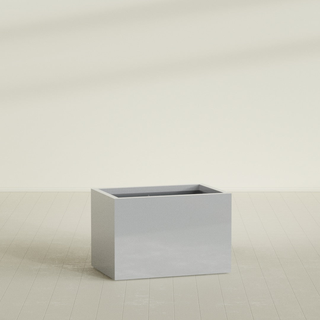Granada Large Rectangle Fiberglass Planter - 36 in x 24 in x 24 in - Metallic Silver - Metallic Silver,36 in x 24 in x 24 in