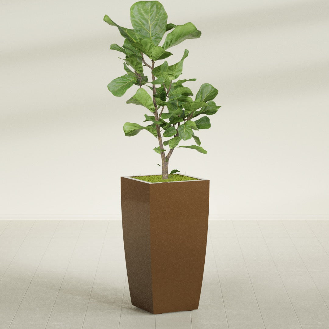 Toulan Large Tall Tapered Square Fiberglass Planter - 18 in x 18 in x 36 in - Metallic Bronze - Metallic Bronze,18 in x 18 in x 36 in