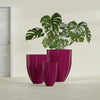 Alicante Medium Round Fiberglass Planter - 26 in x 26 in x 32 in - Gloss Eggplant - Gloss Eggplant,26 in x 26 in x 32 in