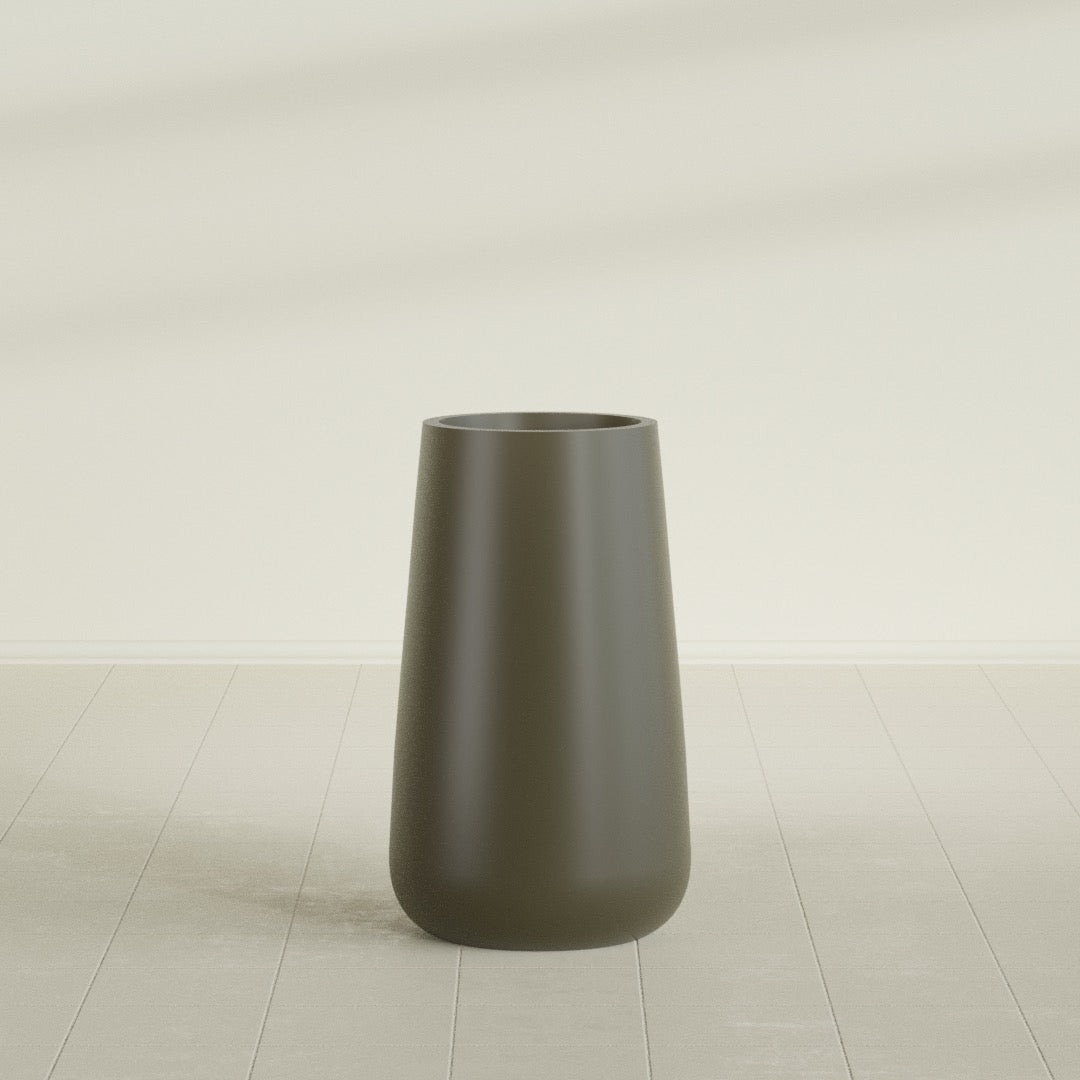 Saigon Extra Large Tapered Round Planter - 19 in x 24 in x 42 in - Matte Bronze - Matte Bronze,19.2 in x 24.2 in x 42 in
