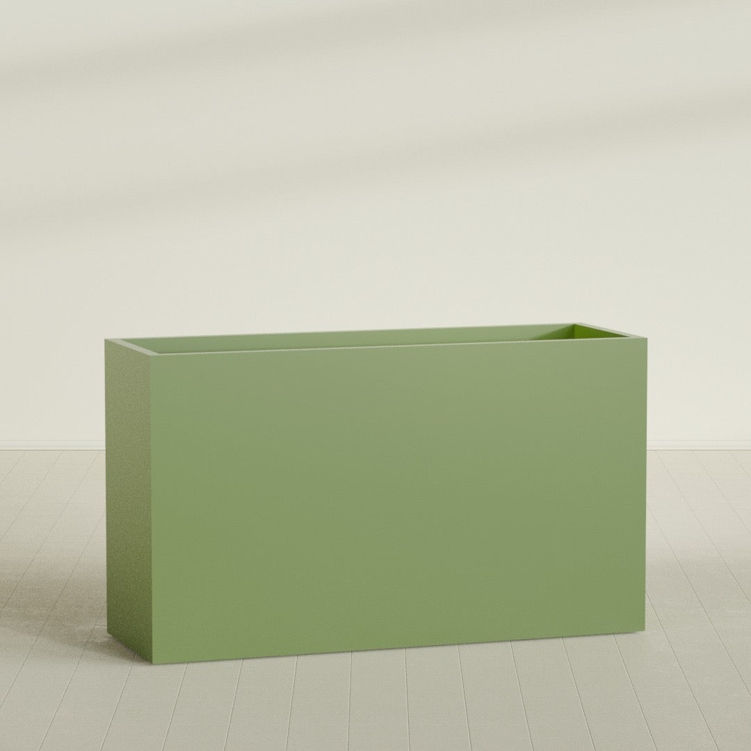 Darwin Extra Large Long Rectangle Fiberglass Planter - 72 in x 24 in x 42 in - Satin Green - Satin Green,72 in x 24 in x 42 in