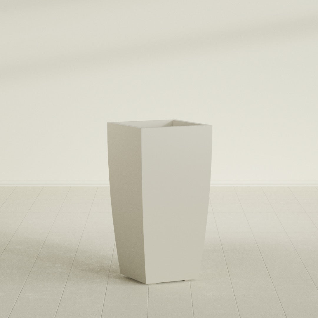 Toulan Large Tall Tapered Square Fiberglass Planter - 18 in x 18 in x 36 in - Satin Beige - Satin Beige,18 in x 18 in x 36 in