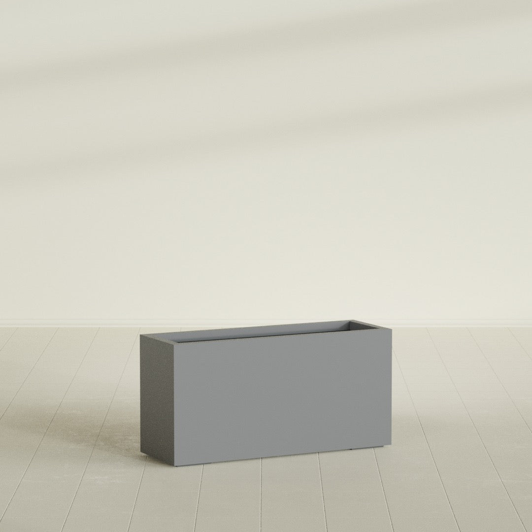 Miami Large Narrow Rectangle Fiberglass Planter - 36 in x 12 in x 18 in - Metallic Gunmetal - Metallic Gunmetal,36 in x 12 in x 18 in