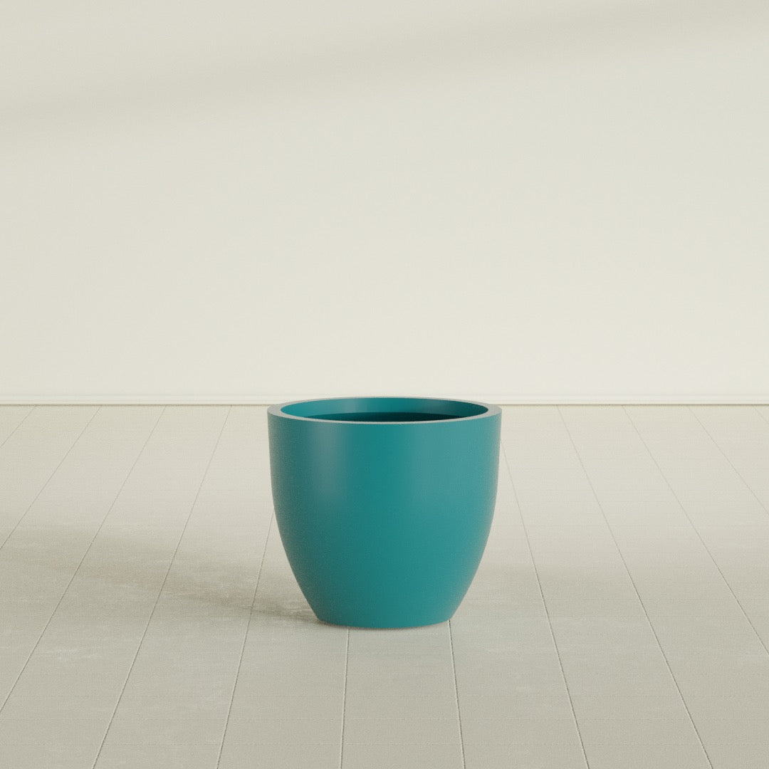 Wannsee Medium Round Fiberglass Planter - 27 in x 27 in x 24 in - Satin Sea Foam - Satin Sea Foam,27 in x 27 in x 24 in