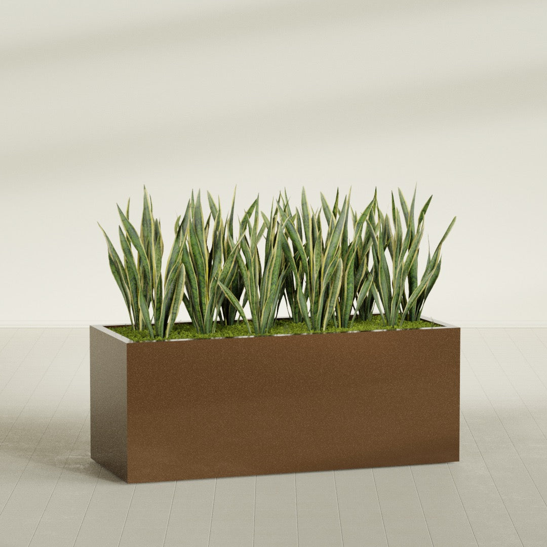 Granada Extra Large Long Rectangle Fiberglass Planter - 60 in x 24 in x 24 in - Metallic Bronze - Metallic Bronze,60 in x 24 in x 24 in
