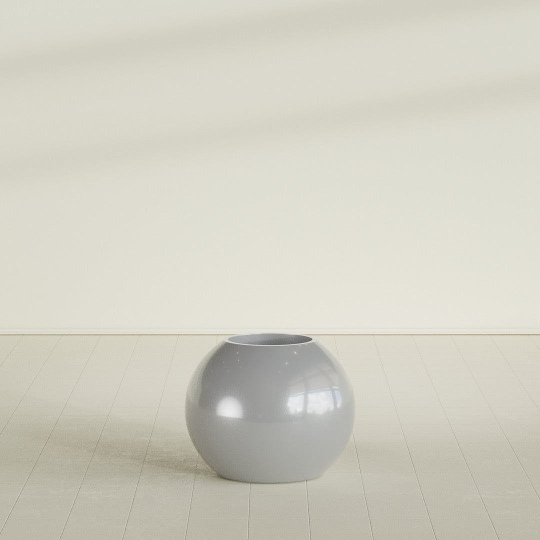 Globe Medium Sphere Fiberglass Planter - 24 in x 24 in x 19 in - Metallic Silver - Metallic Silver,24 in x 24 in x 20 in