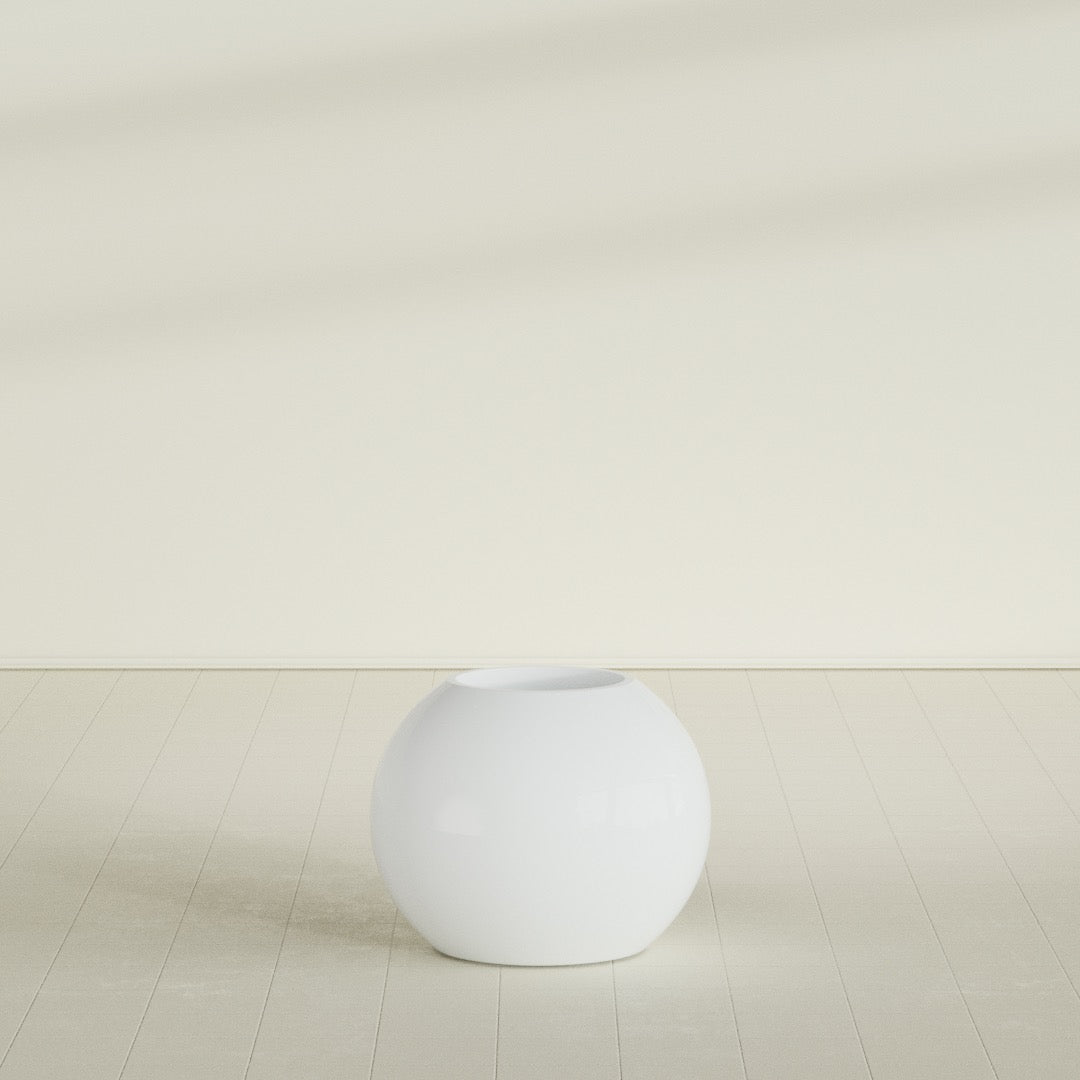 Globe Medium Sphere Fiberglass Planter - 24 in x 24 in x 19 in - Matte White - Matte White,24 in x 24 in x 20 in