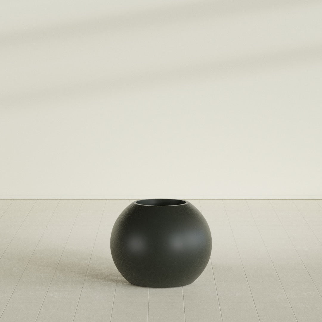 Globe Medium Sphere Fiberglass Planter - 24 in x 24 in x 19 in - Matte Charcoal - Matte Charcoal,24 in x 24 in x 20 in