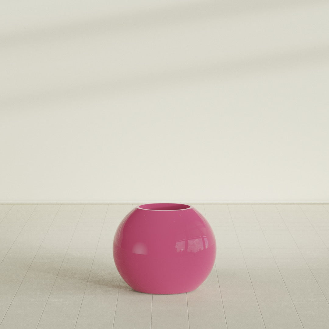 Globe Medium Sphere Fiberglass Planter - 24 in x 24 in x 19 in - Gloss Pink Violet - Gloss Pink Violet,24 in x 24 in x 20 in