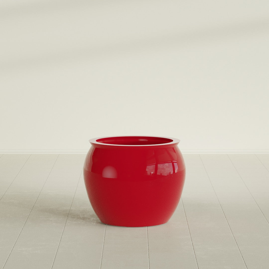 Fishbowl Medium Round Fiberglass Planter - 21.5 in x 21.5 in x 19 in - Gloss Red - Gloss Red,21.5 in x 21.5 in x 19 in