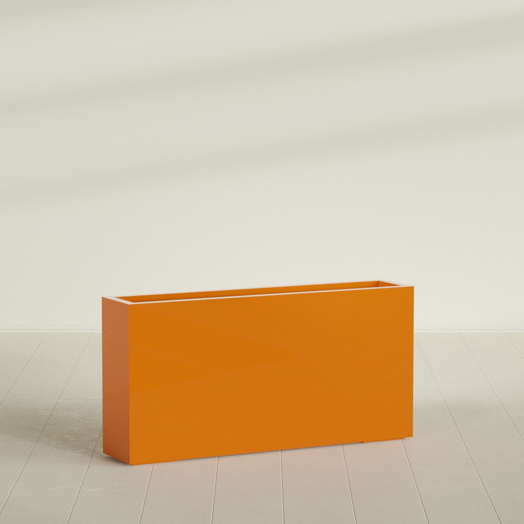 Milano Extra Large Narrow Rectangle Fiberglass Planter - 48 in x 10 in x 24 in - Gloss Tangerine - Gloss Tangerine,48 in x 10 in x 24 in