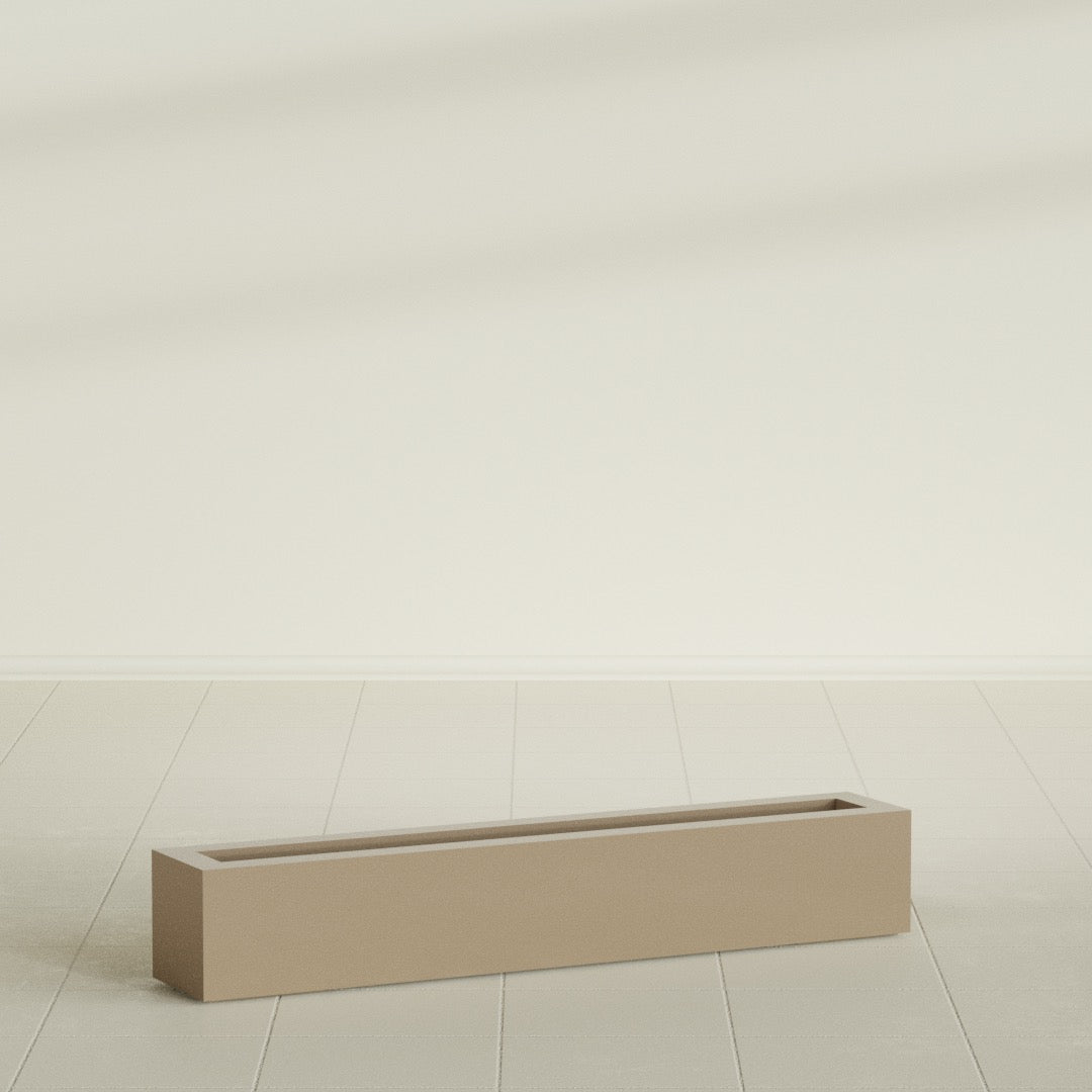 Salon Large Tall Rectangle Fiberglass Planter - 48 in x 8 in x 8 in - Metallic Gold - Metallic Gold,48 in x 8 in x 8 in