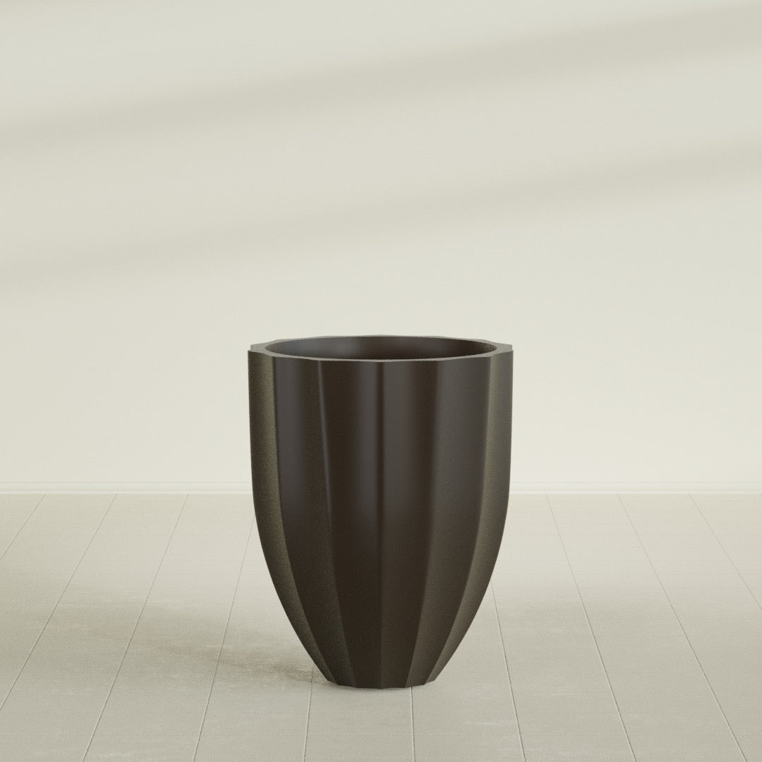 Alicante Medium Round Fiberglass Planter - 26 in x 26 in x 32 in - Matte Brown - Matte Brown,26 in x 26 in x 32 in