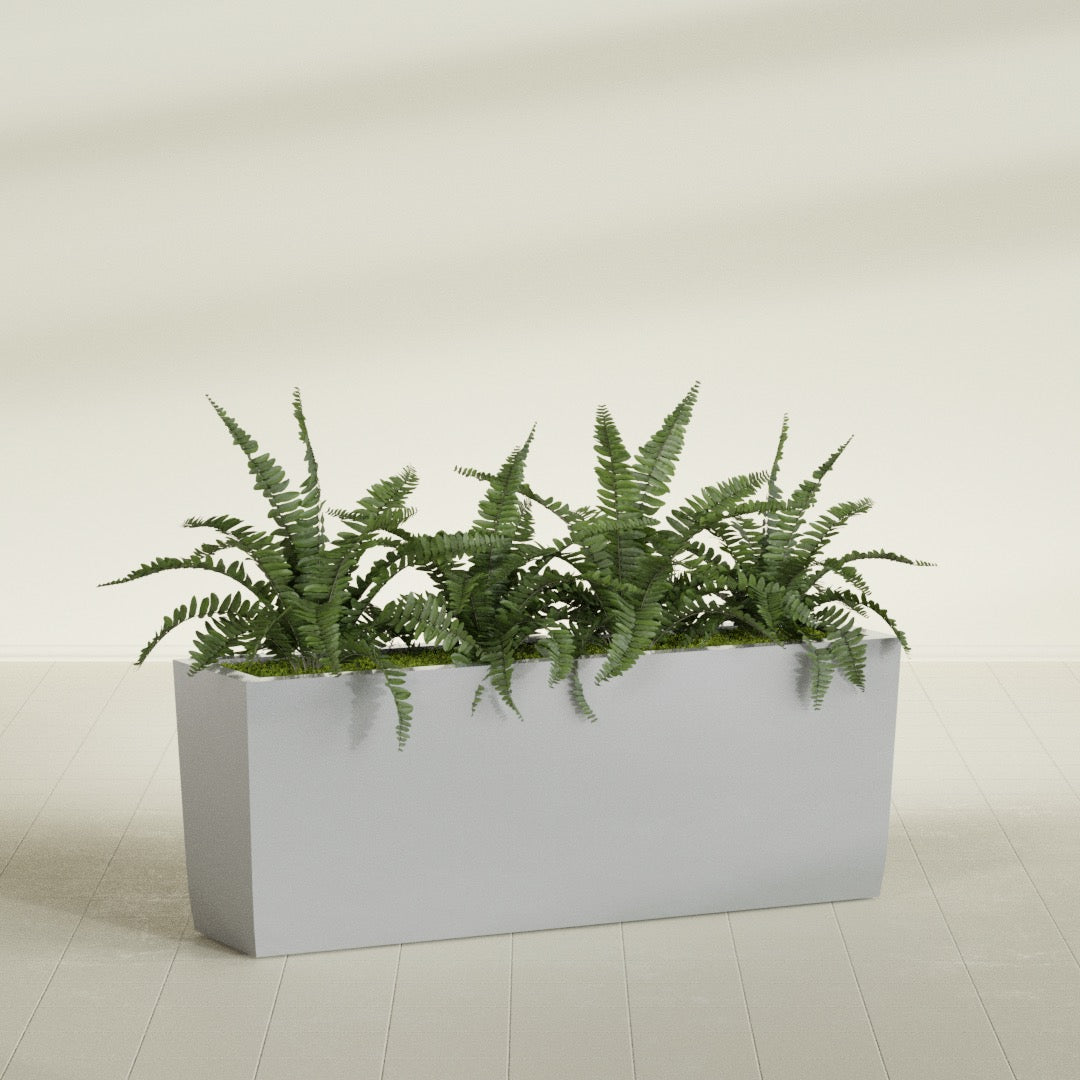 Panama Extra Large Long Rectangle Fiberglass Planter - 48 in x 12 in x 18 in - Metallic Silver - Metallic Silver,48 in x 12 in x 18 in
