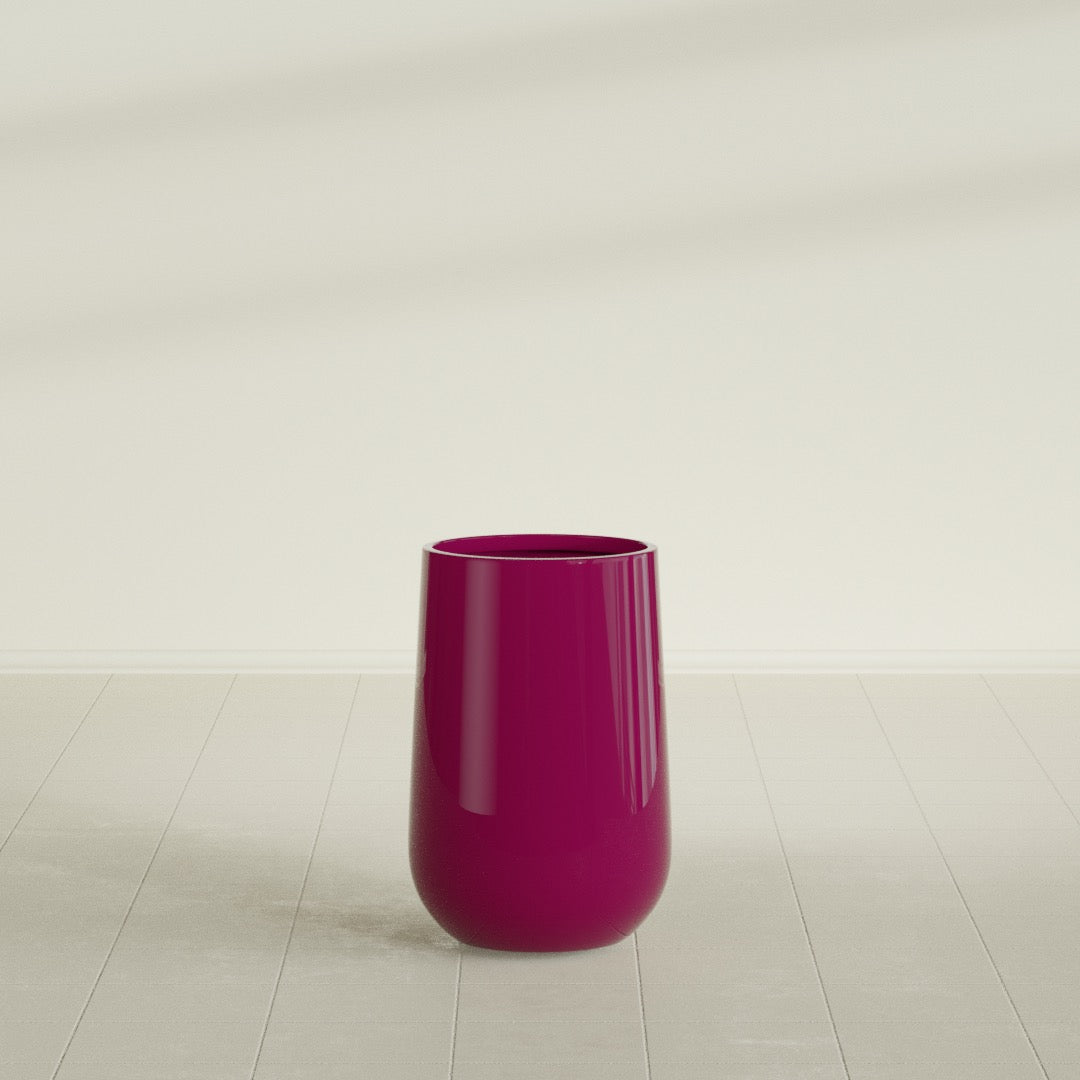 Tall Hayden Medium Round Fiberglass Planter - 12 in x 12 in x 20 in - Gloss Eggplant - Gloss Eggplant,12 in x 12 in x 20 in