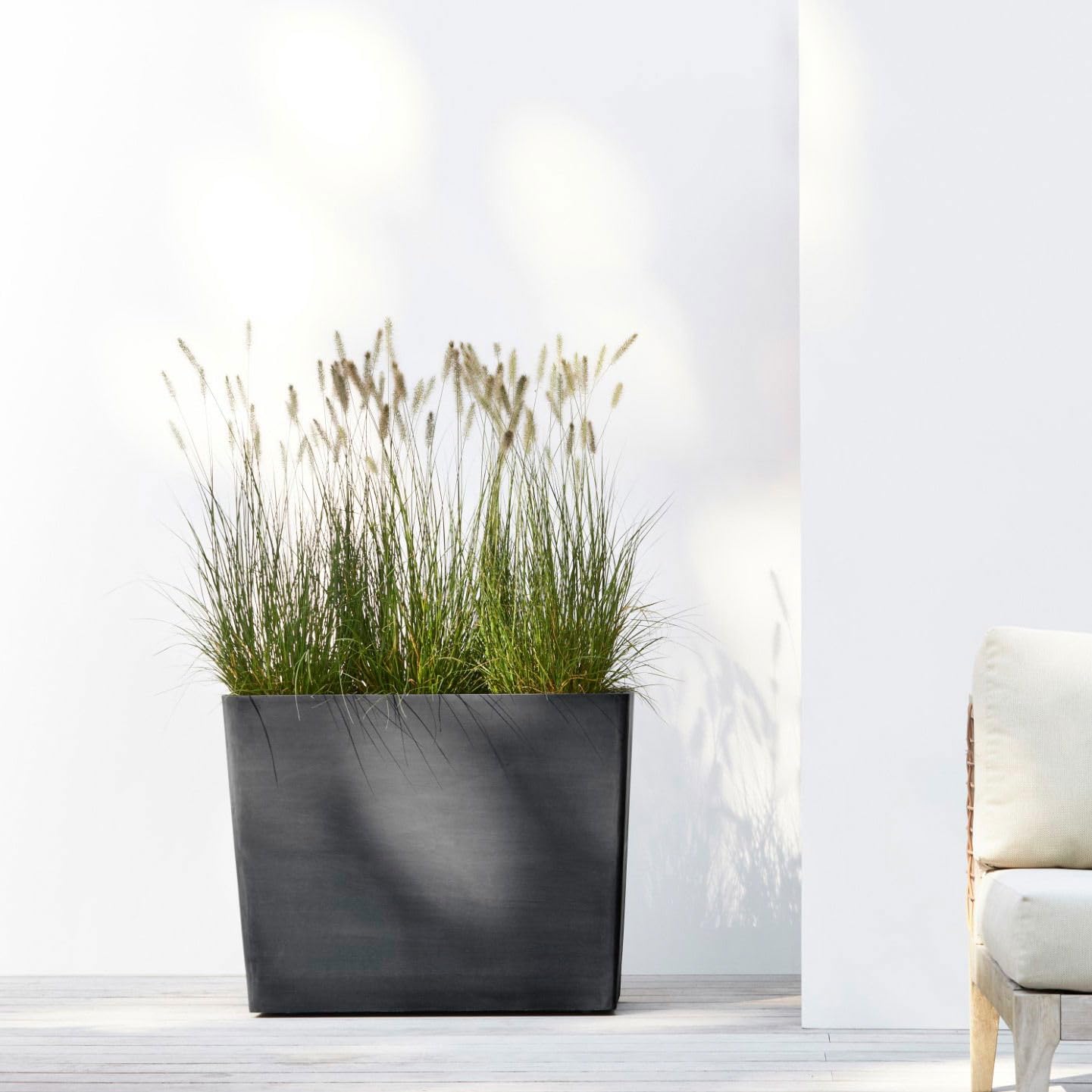 Paris with Wheels Large Rectangle Planter - 33.5 in x 15.5 in x 26 in - Dark Grey - Dark Grey,33.5 in x 15.5 in x 26 in