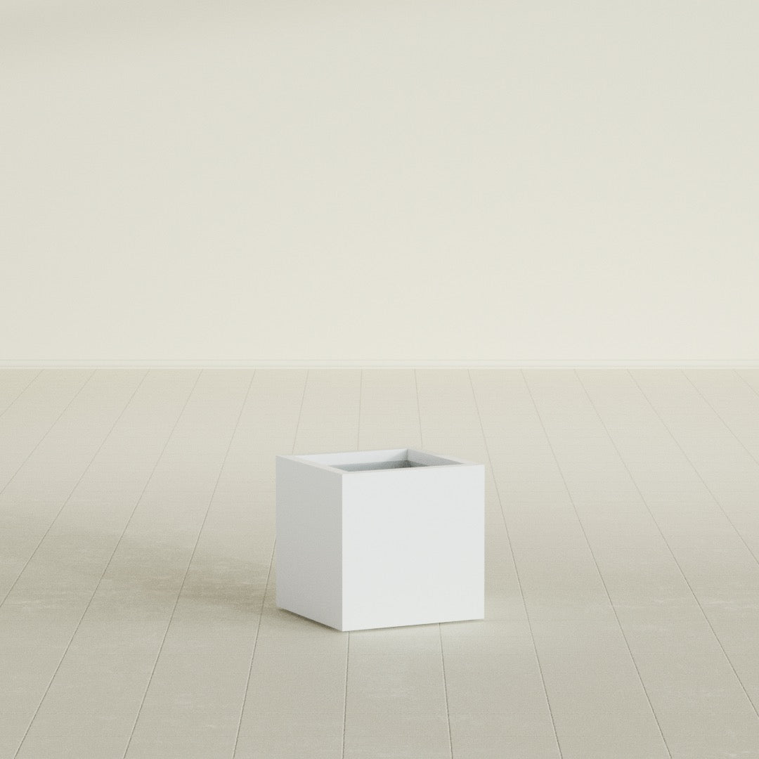 Montroy Small Cube Square Fiberglass Planter - 16 in x 16 in x 16 in - Matte White - Matte White,16 in x 16 in x 16 in