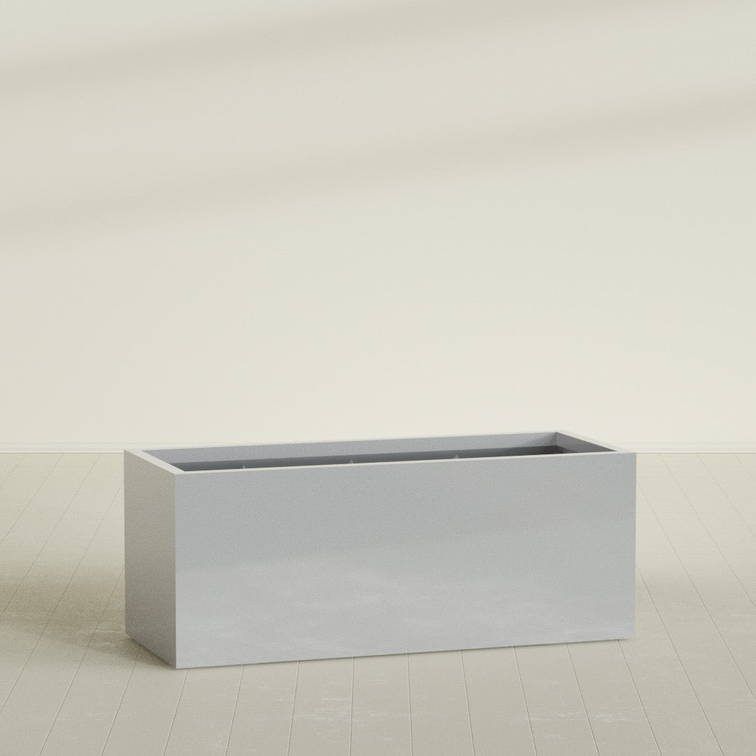 Granada Extra Large Long Rectangle Fiberglass Planter - 60 in x 24 in x 24 in - Metallic Silver - Metallic Silver,60 in x 24 in x 24 in