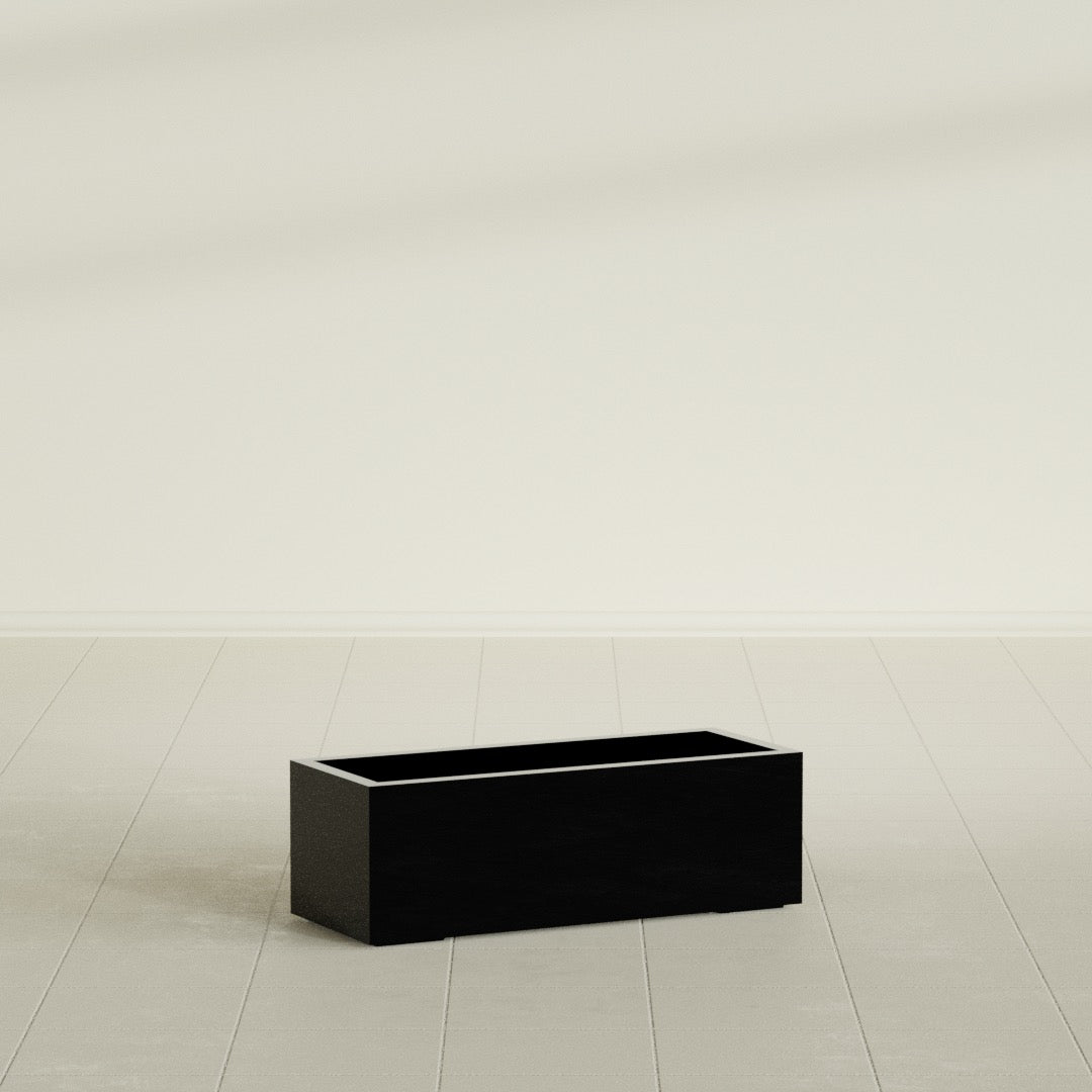Cuba Large Long Rectangle Fiberglass Planter - 36 in x 14 in x 12 in - Gloss Black - Gloss Black,36 in x 14 in x 12 in