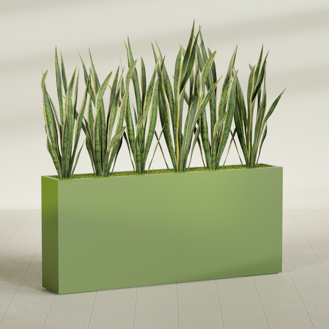 Delray Extra Large Long Rectangle Fiberglass Planter - 72 in x 12 in x 32 in - Satin Green - Satin Green,72 in x 12 in x 32 in