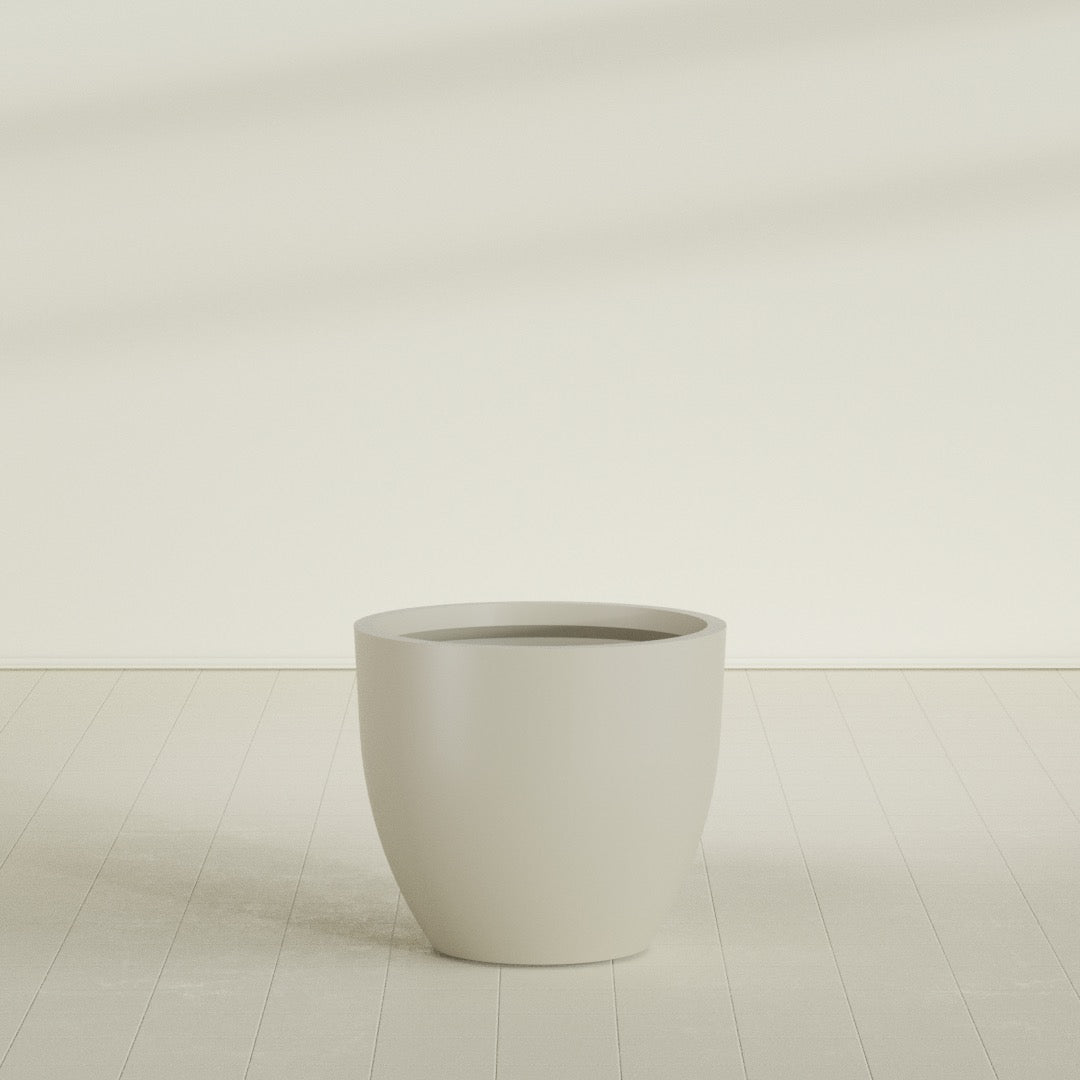 Wannsee Large Round Fiberglass Planter - 39 in x 39 in x 34 in - Satin Beige - Satin Beige,39 in x 39 in x 34 in