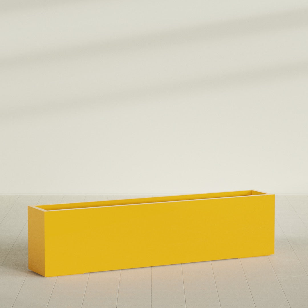 Miami Extra Large Narrow Rectangle Fiberglass Planter - 72 in x 12 in x 18 in - Gloss Saffron - Gloss Saffron,72 in x 12 in x 18 in