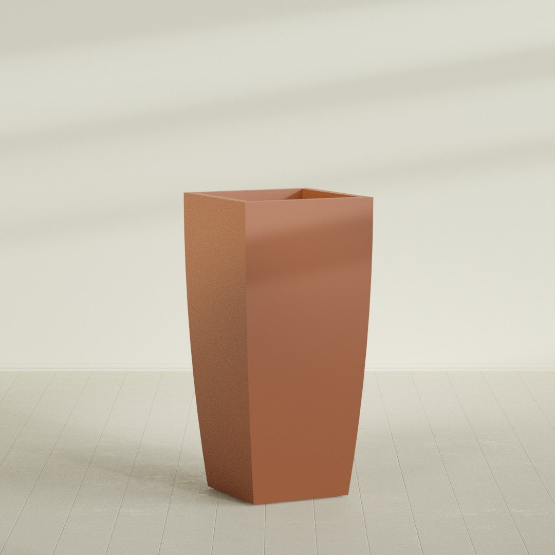Toulan Extra Large Tall Tapered Square Fiberglass Planter - 28 in x 28 in x 60 in - Matte Terracotta - Matte Terracotta,28 in x 28 in x 60 in