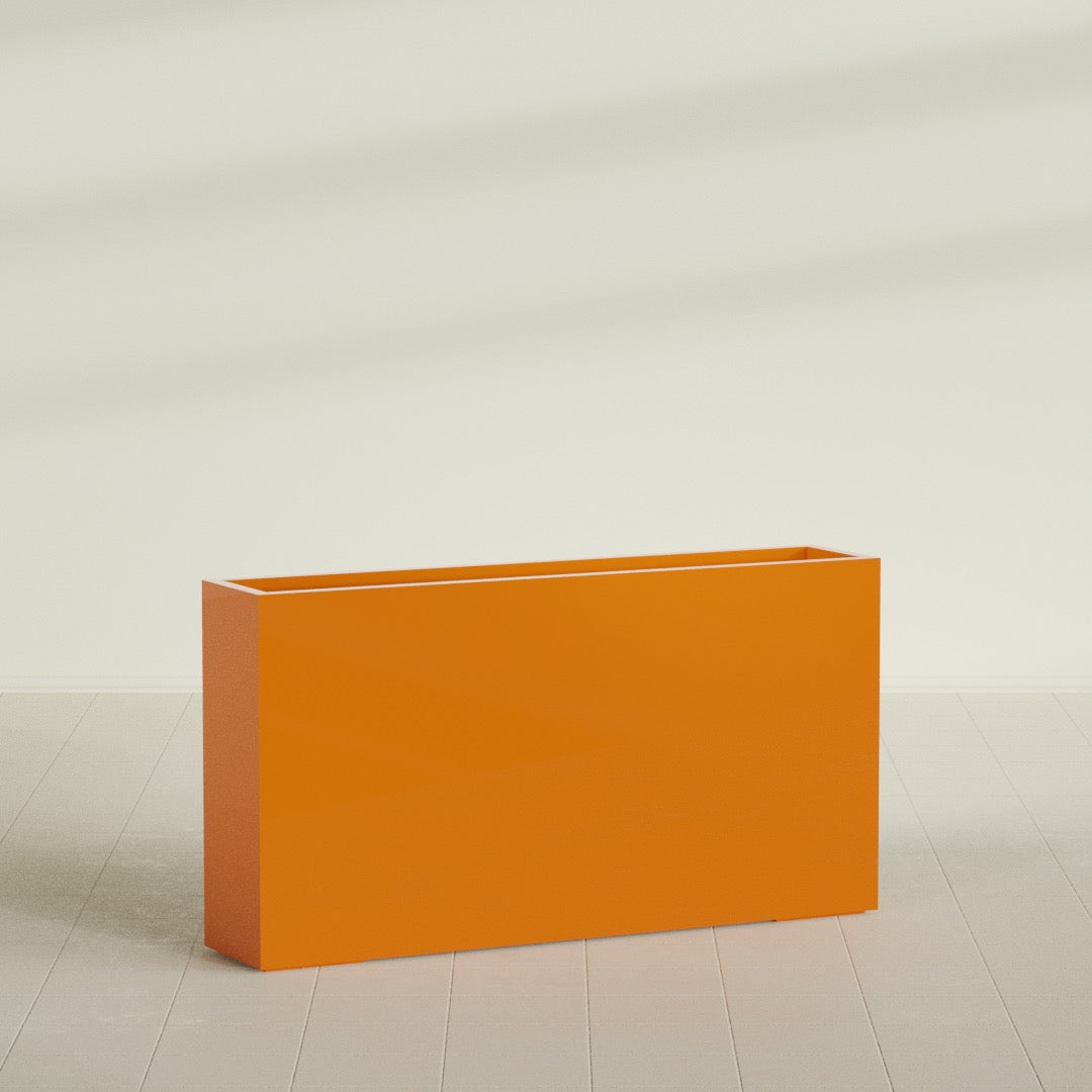 Delray Extra Large Long Rectangle Fiberglass Planter - 60 in x 12 in x 32 in - Gloss Tangerine - Gloss Tangerine,60 in x 12 in x 32 in