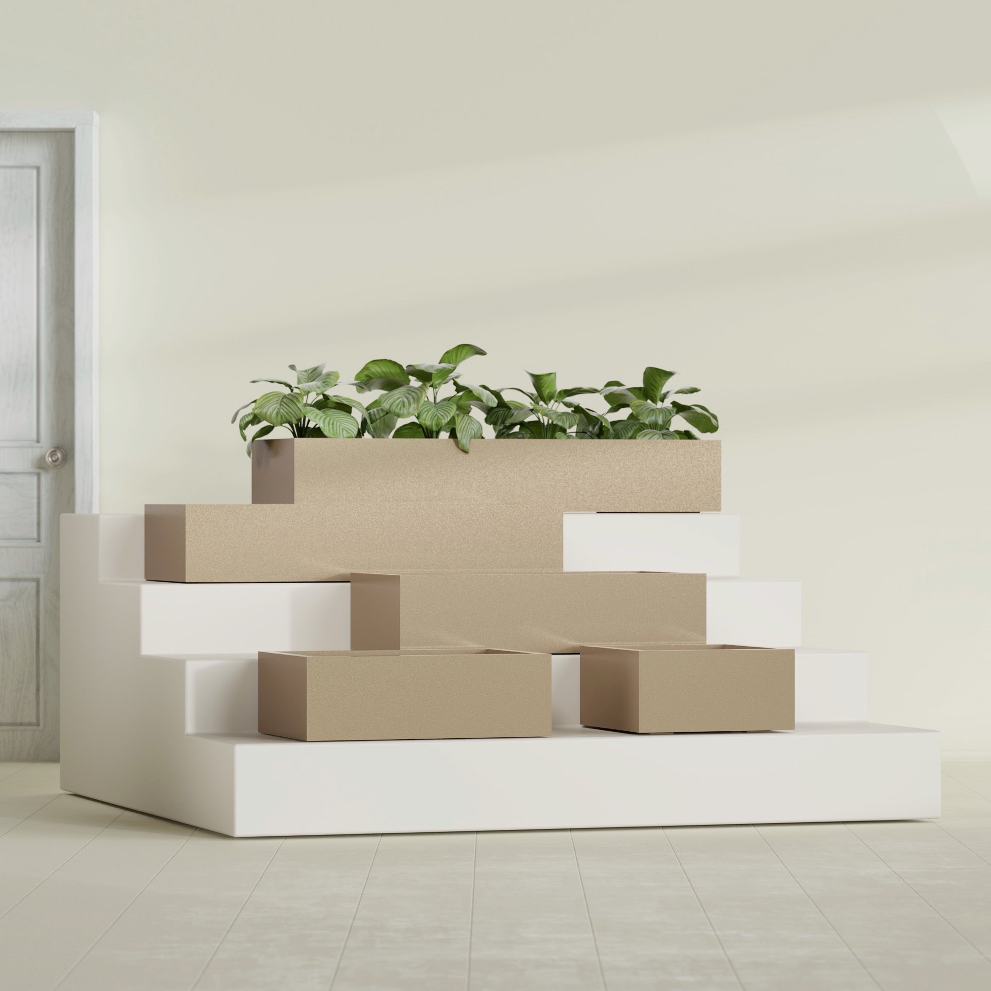 Antwerp Large Long Rectangle Fiberglass Planter - 36 in x 24 in x 12 in - Metallic Gold - Metallic Gold,36 in x 24 in x 12 in