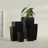 Toulan Medium Tall Tapered Square Fiberglass Planter - 12 in x 12 in x 22 in - Gloss Black - Gloss Black,12 in x 12 in x 22 in