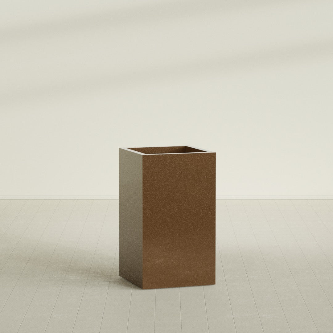 Darwin Large Tall Rectangle Fiberglass Planter - 24 in x 24 in x 42 in - Metallic Bronze - Metallic Bronze,24 in x 24 in x 42 in