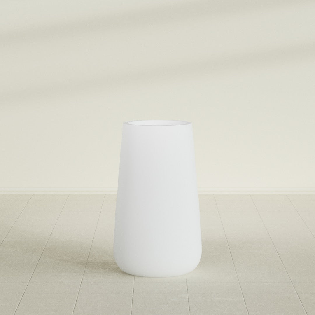Saigon Extra Large Tapered Round Planter - 19 in x 24 in x 42 in - Gloss White - Gloss White,19.2 in x 24.2 in x 42 in