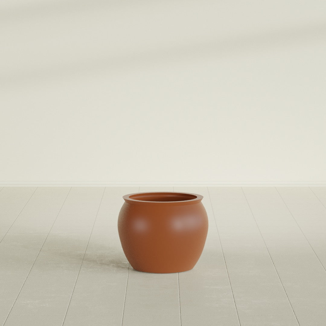Fishbowl Small Round Fiberglass Planter - 16 in x 16 in x 14 in - Matte Terracotta - Matte Terracotta,16 in x 16 in x 14 in