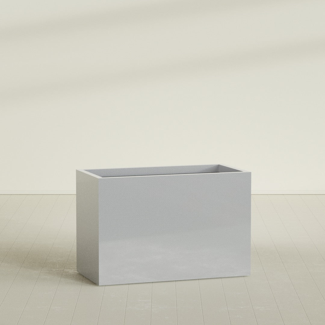 Brisbane Extra Large Long Rectangle Fiberglass Planter - 48 in x 24 in x 32 in - Metallic Silver - Metallic Silver,48 in x 24 in x 32 in