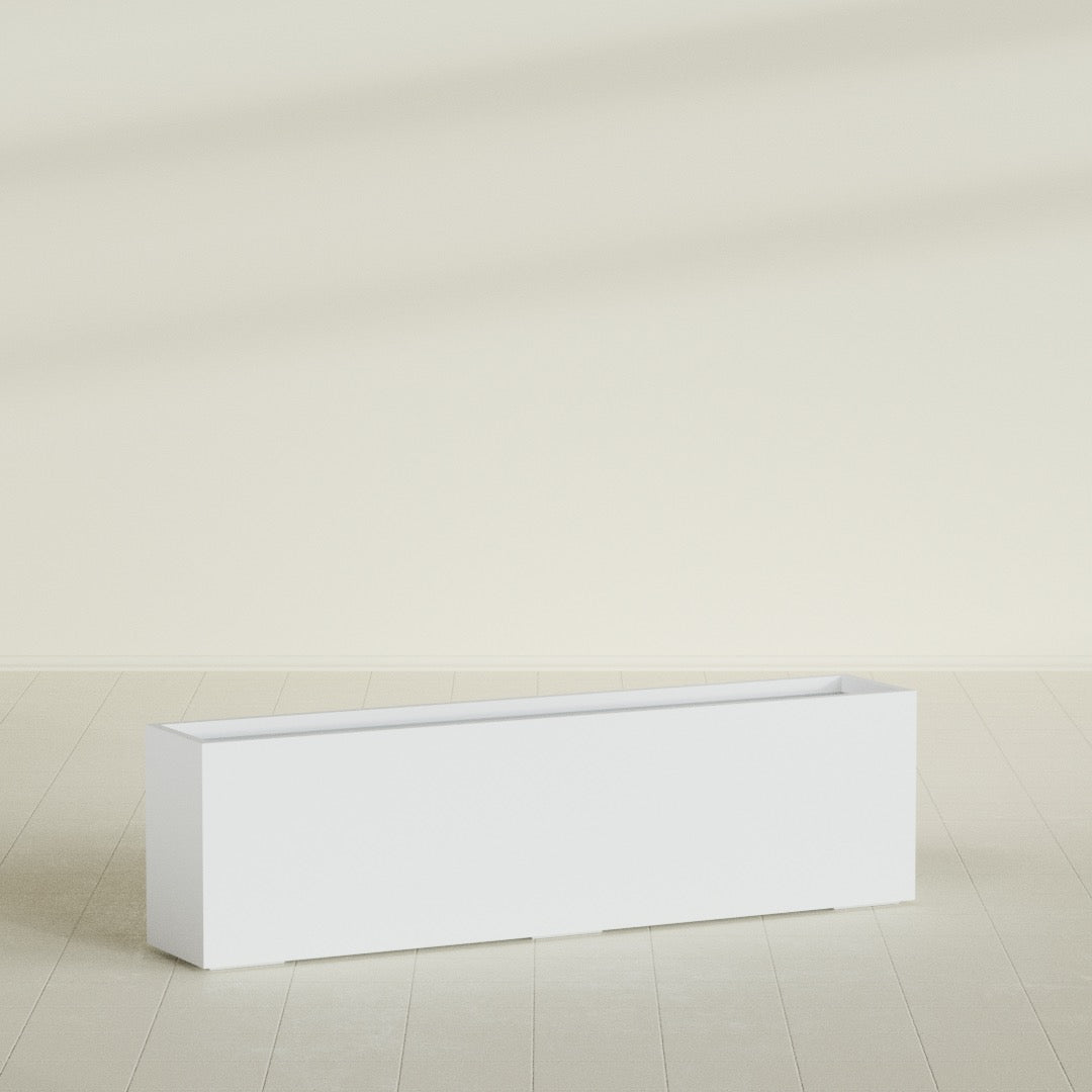 Hudson Extra Large Long Rectangle Fiberglass Planter - 100 in x 18 in x 28 in - Gloss White - Gloss White,100 in x 18 in x 28 in