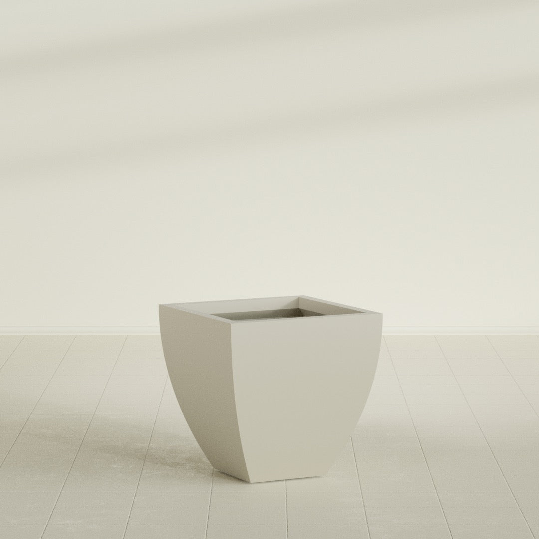 Lima Medium Tapered Square Fiberglass Planter - 24 in x 24 in x 24 in - Satin Beige - Satin Beige,24 in x 24 in x 24 in
