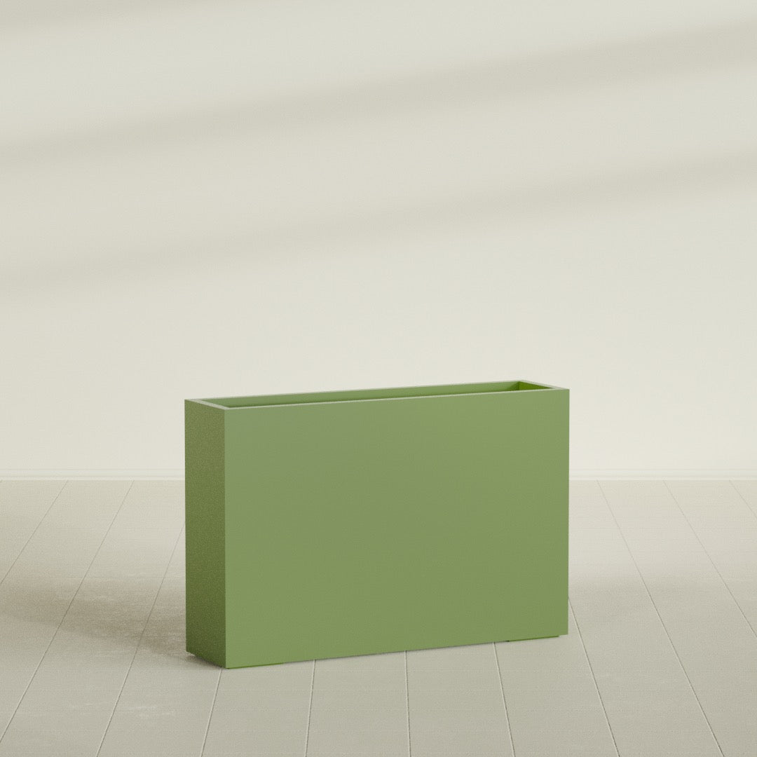 Delray Extra Large Long Rectangle Fiberglass Planter - 48 in x 12 in x 32 in - Satin Green - Satin Green,48 in x 12 in x 32 in
