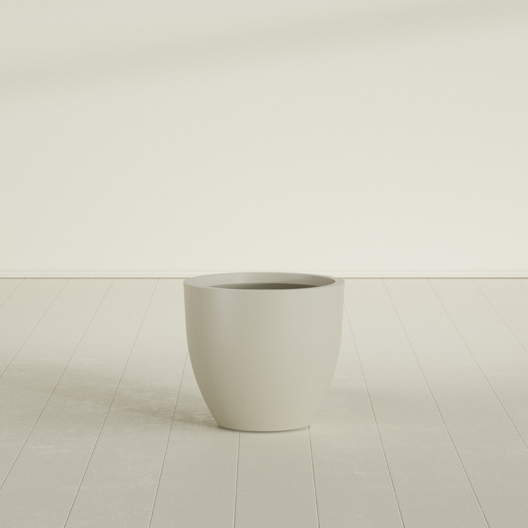 Wannsee Medium Round Fiberglass Planter - 27 in x 27 in x 24 in - Satin Beige - Satin Beige,27 in x 27 in x 24 in