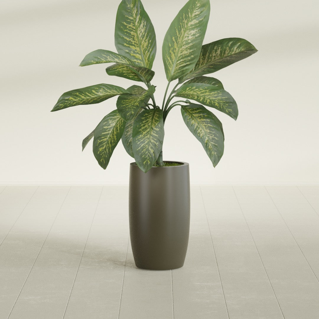 Lisbon Medium Round Fiberglass Planter - 14 in x 14 in x 25 in - Matte Bronze - Matte Bronze,14 in x 14 in x 25 in