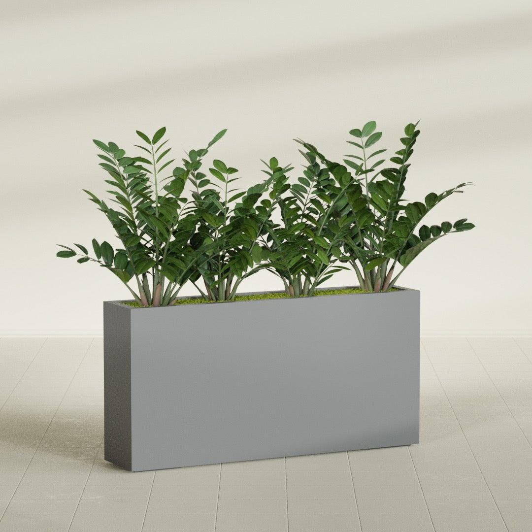 Milano Extra Large Narrow Rectangle Fiberglass Planter - 48 in x 10 in x 24 in - Metallic Gunmetal - Metallic Gunmetal,48 in x 10 in x 24 in
