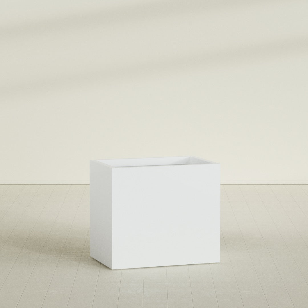 Brisbane Large Rectangle Fiberglass Planter - 36 in x 24 in x 32 in - Matte White - Matte White,36 in x 24 in x 32 in