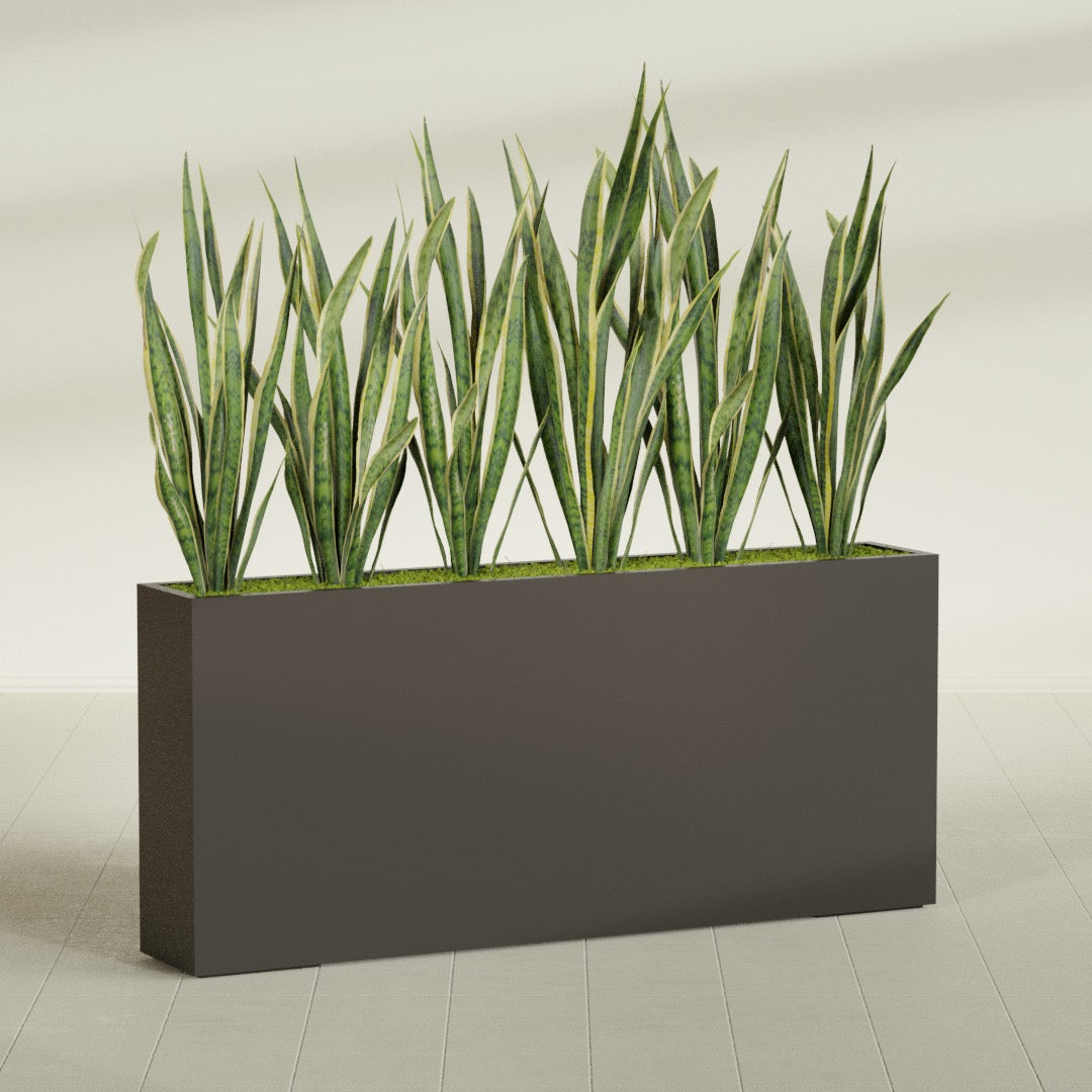 Delray Extra Large Long Rectangle Fiberglass Planter - 72 in x 12 in x 32 in - Matte Brown - Matte Brown,72 in x 12 in x 32 in