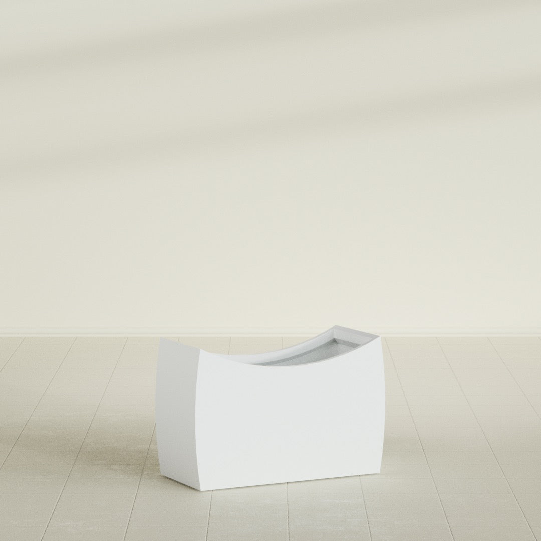 Seoul Large Curved Abstract Fiberglass Planter - 36 in x 16 in x 24 in - Matte White - Matte White,36 in x 16 in x 24 in