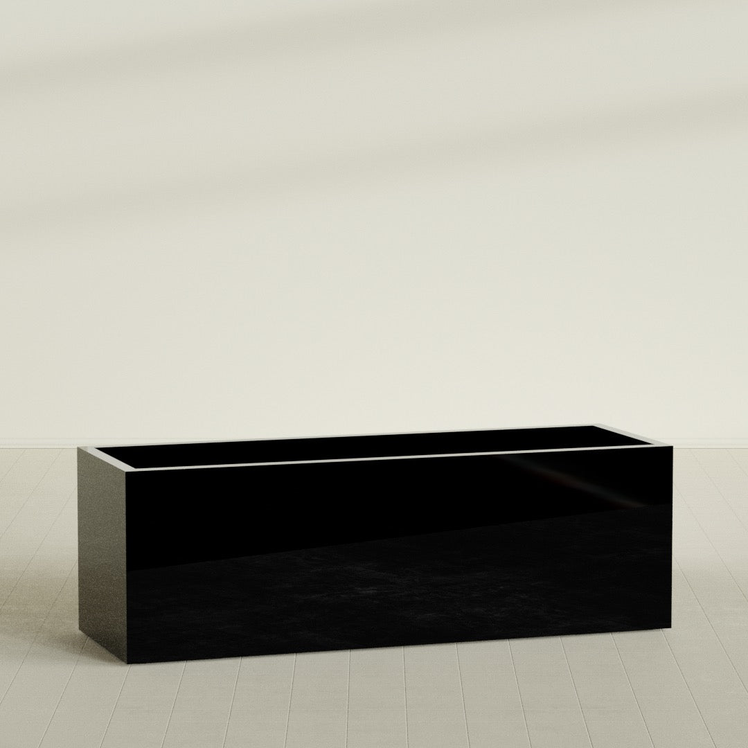 Granada Extra Large Long Rectangle Fiberglass Planter - 72 in x 24 in x 24 in - Gloss Black - Gloss Black,72 in x 24 in x 24 in